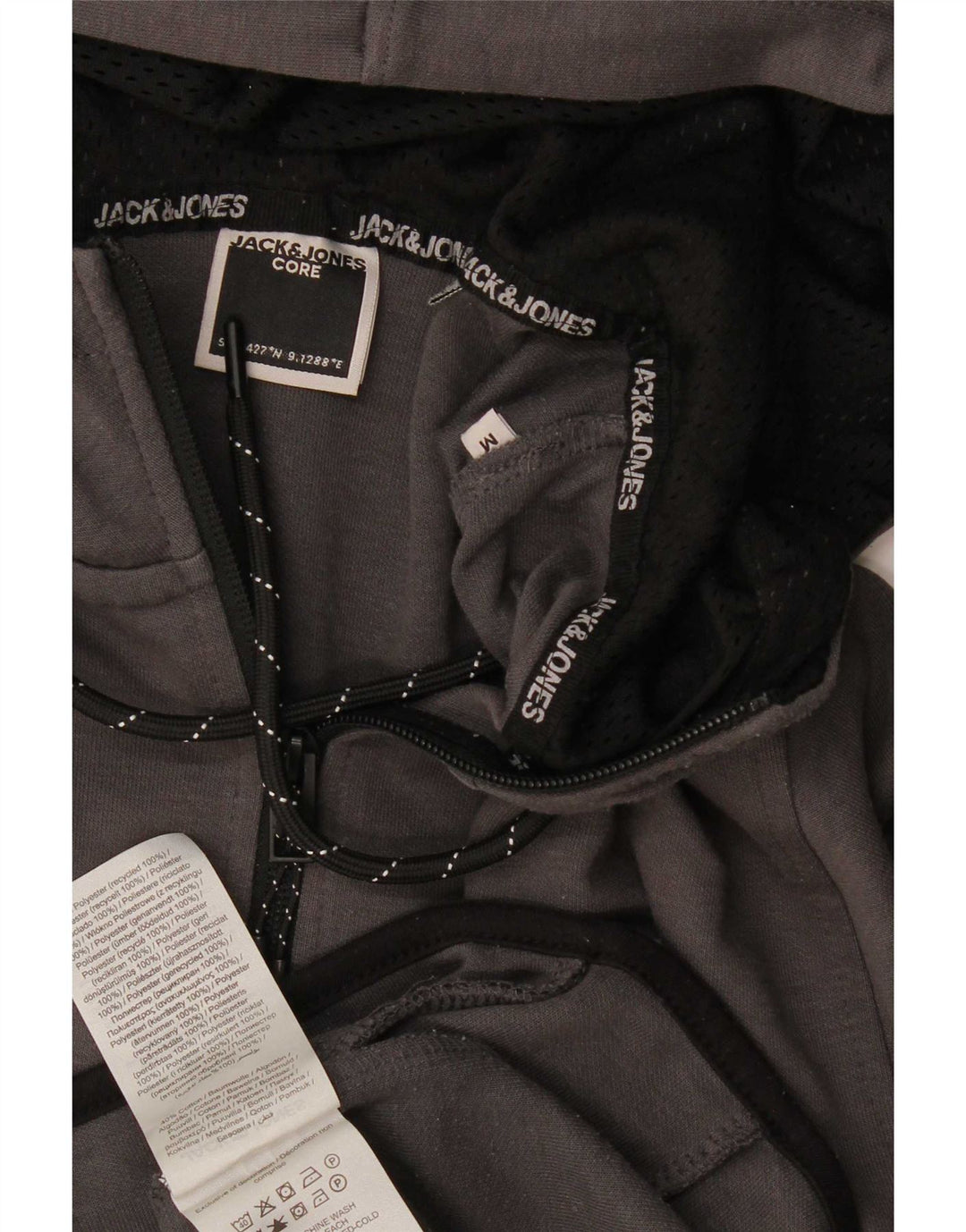 Jack & Jones Mens Zip Hoodie Sweater Medium Grey Polyester