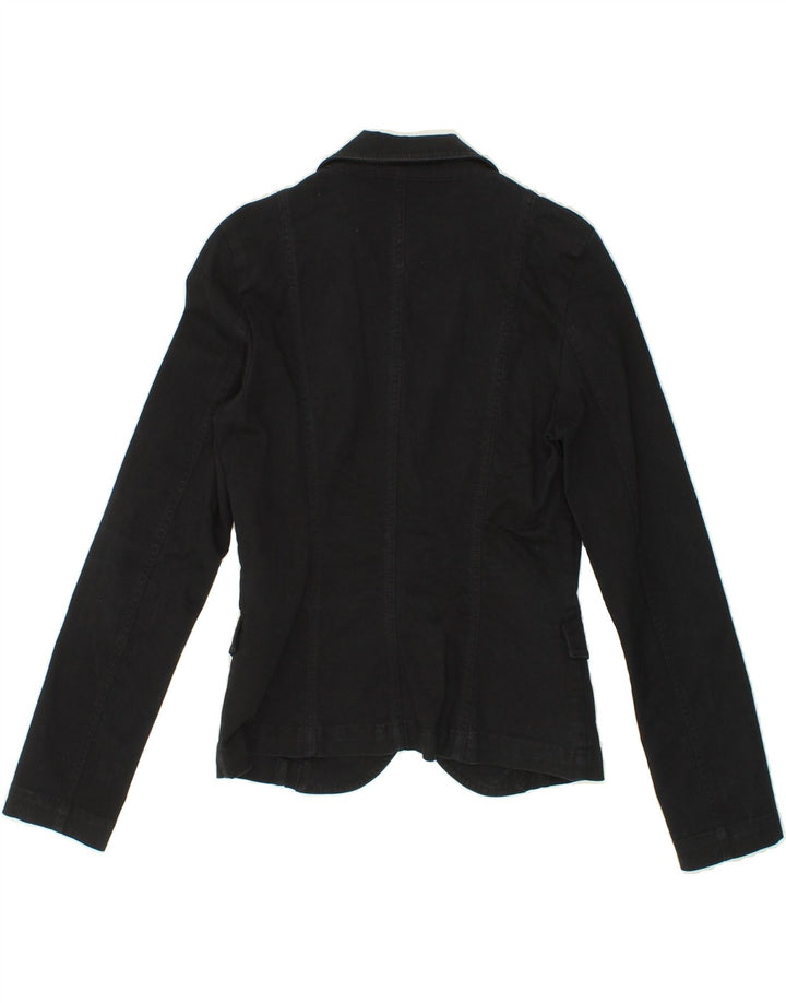 SISLEY Womens 3 Button Blazer Jacket IT 42 Medium Black Cotton Vintage Sisley and Second-Hand Sisley from Messina Hembry 