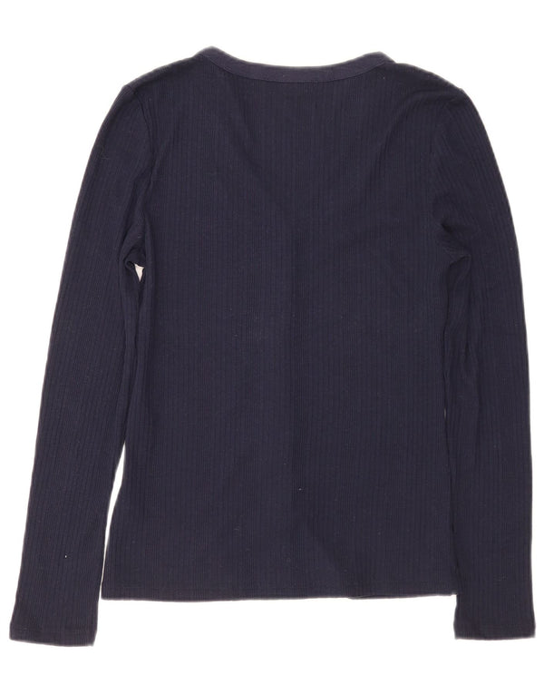 Marks & Spencer Womens Shirt Blouse UK 8 Small Navy Blue Polyester