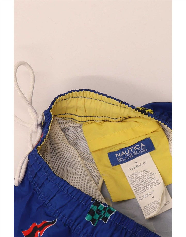 Pantaloni scurți de înot cu grafic Nautica pentru bărbați, poliester albastru mic