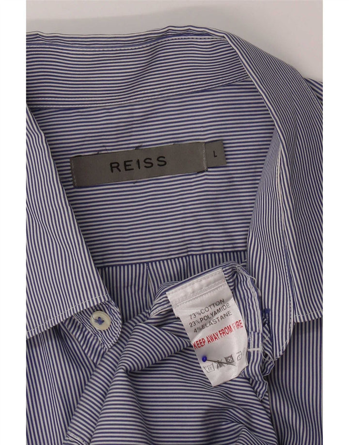 Cămașă pentru bărbați Reiss, mare, bleumarin, cu dungi, bumbac