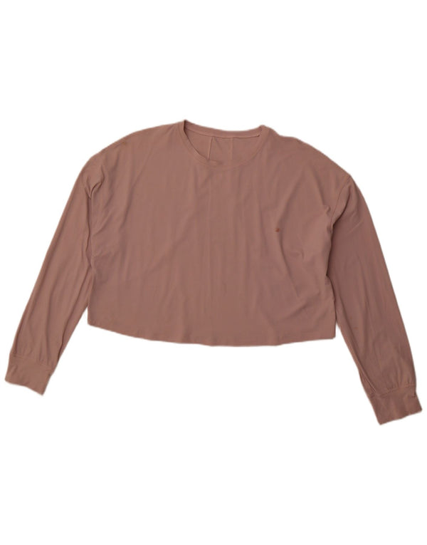 LULULEMON Crop Top cu mânecă lungă pentru femei, cu tăiere largi, UK 14 Roz mediu