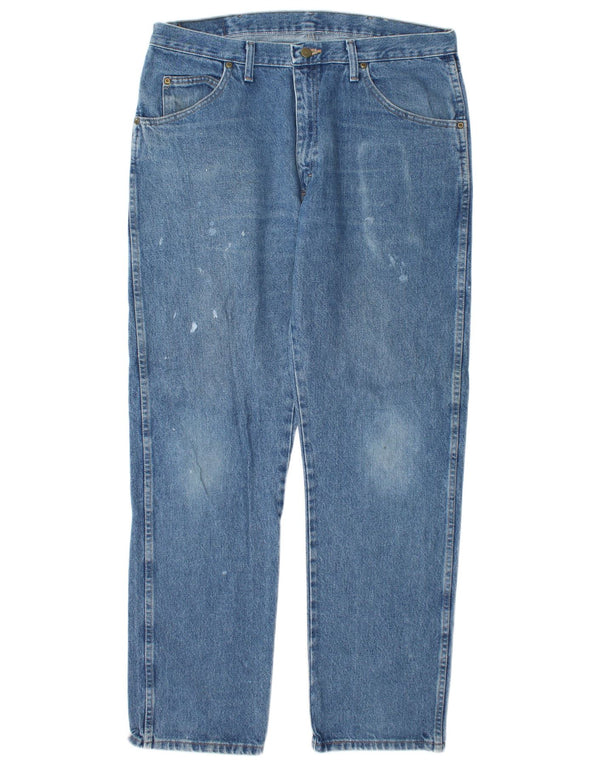 Blugi conici pentru bărbați Wrangler Distressed Regular Fit W36 L32 Bumbac albastru