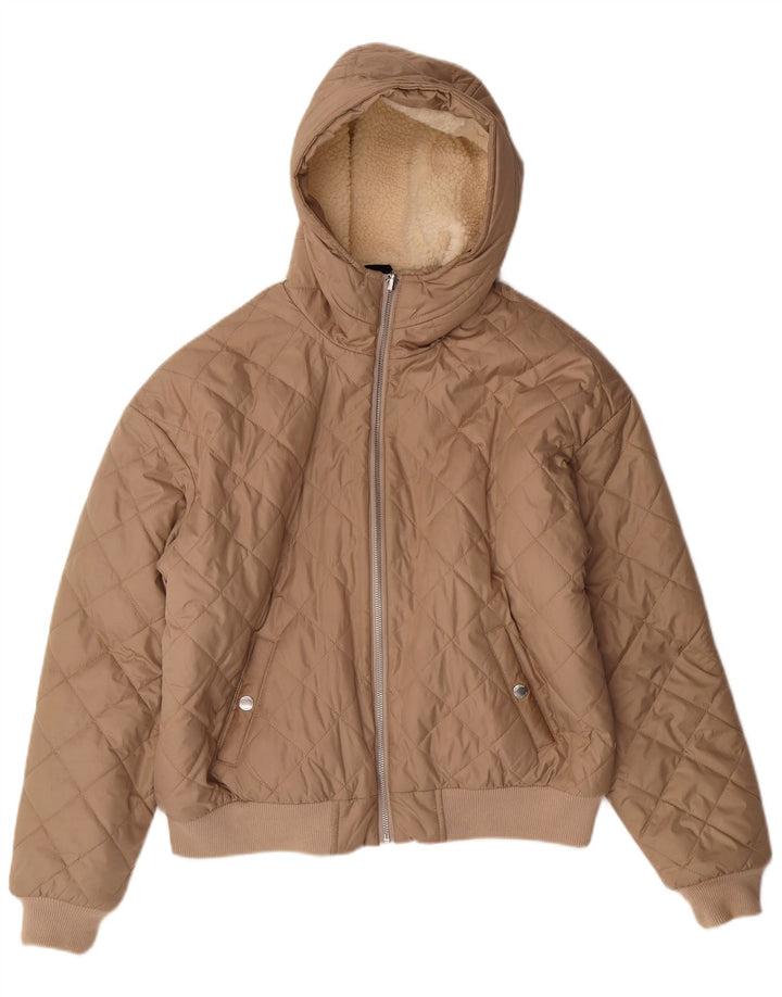 Jachetă matlasată cu glugă pentru femei HOLLISTER UK 10 Small Beige Poliester
