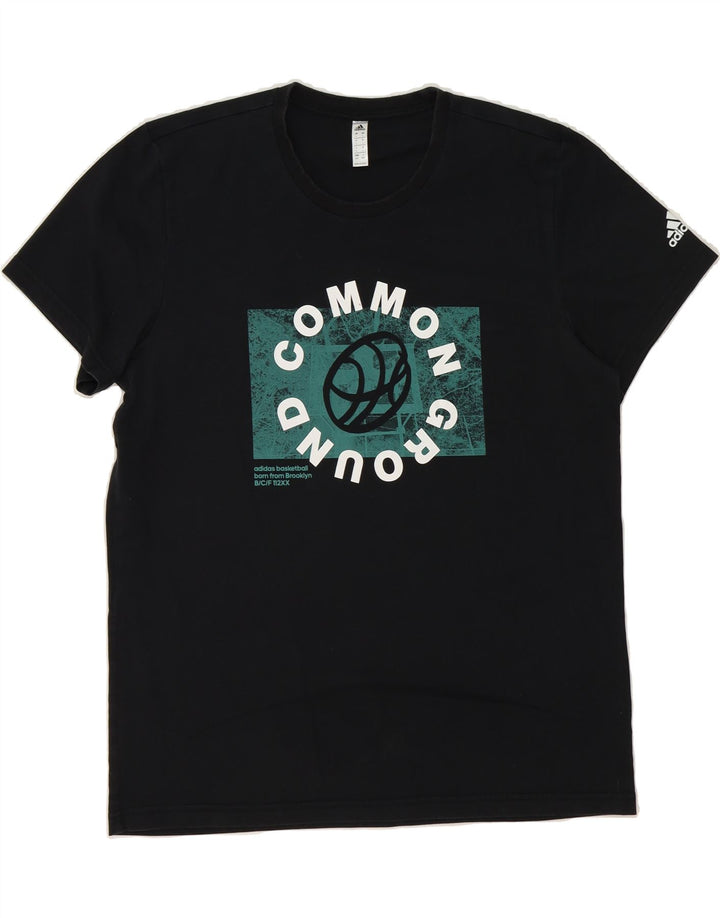 ADIDAS Mens Climalite Graphic T-Shirt Top Large Black Vintage Adidas and Second-Hand Adidas from Messina Hembry 