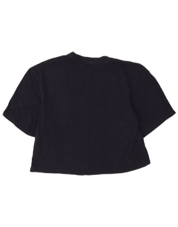 Tricou crop grafic Adidas pentru femei Top UK 8/10 Small Bleumarin