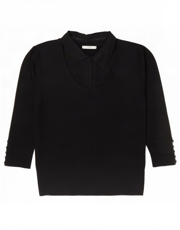 Marks & Spencer Pulover cu gât polo pentru femei UK 12 Medium Black