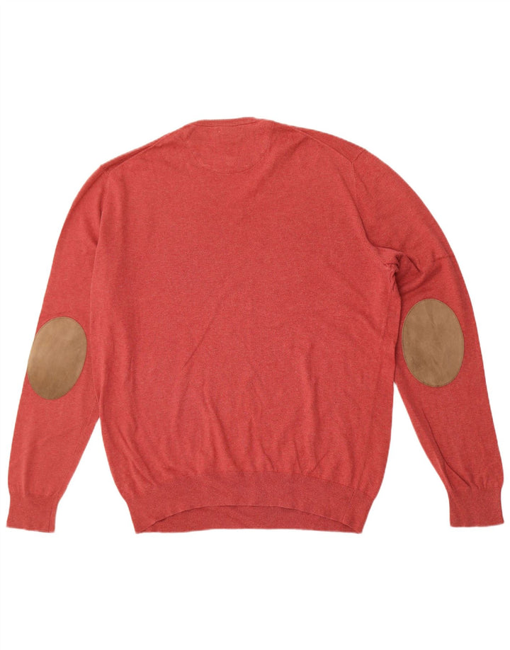 Massimo Dutti Pulover cu decolteu în V pentru bărbați, XL, bumbac roșu