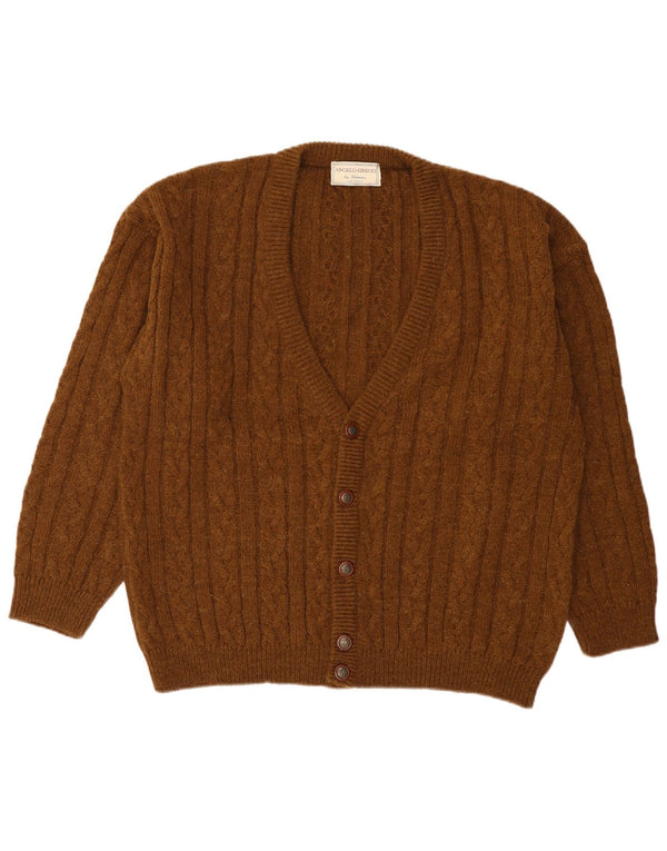 Pulover Cardigan Vintage pentru bărbați IT 54 XL Lână maro de alpaca