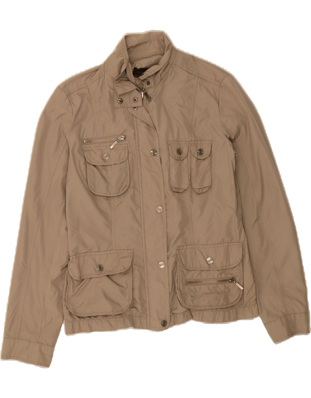 ZARA Womens Utility Jacket UK 14 Large Beige Polyester Vintage Zara and Second-Hand Zara from Messina Hembry 