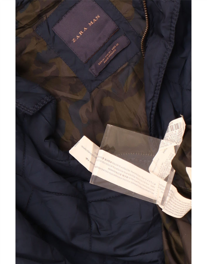 Jachetă matlasată pentru bărbați Zara UK 38 Medium Bleumarin Poliester