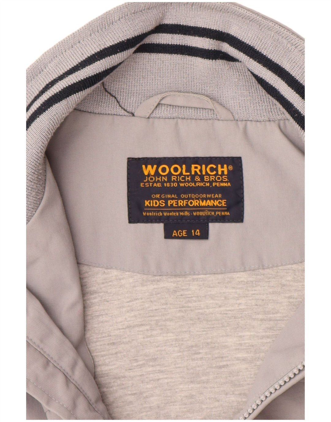 Jachetă bomber pentru băieți WOOLRICH 13-14 ani, nailon gri