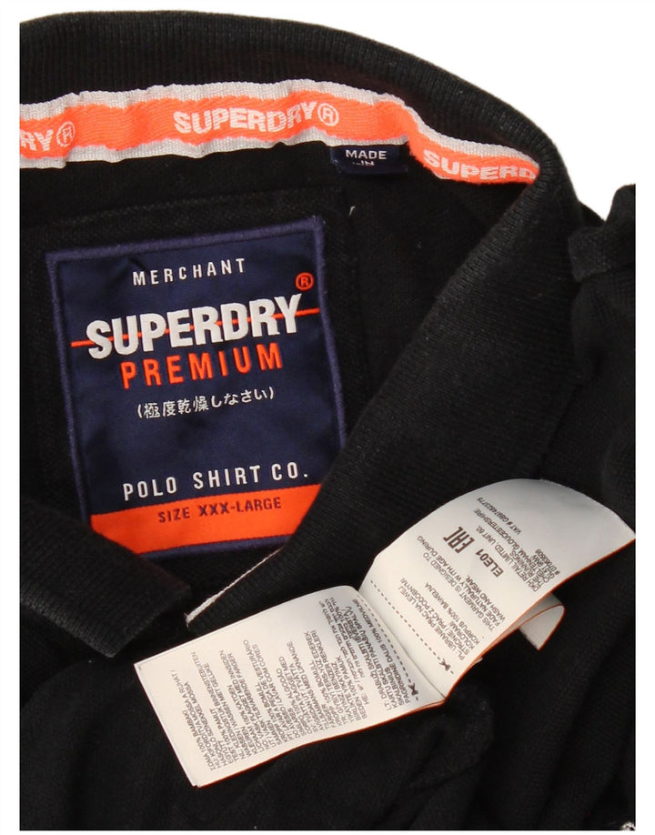 Tricou polo grafic pentru bărbați Superdry 3XL, bumbac negru