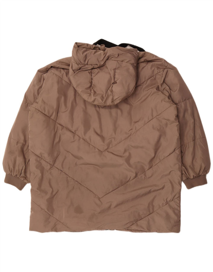Palton supradimensionat cu glugă pentru femei Zara UK 18 XL Maro Poliester