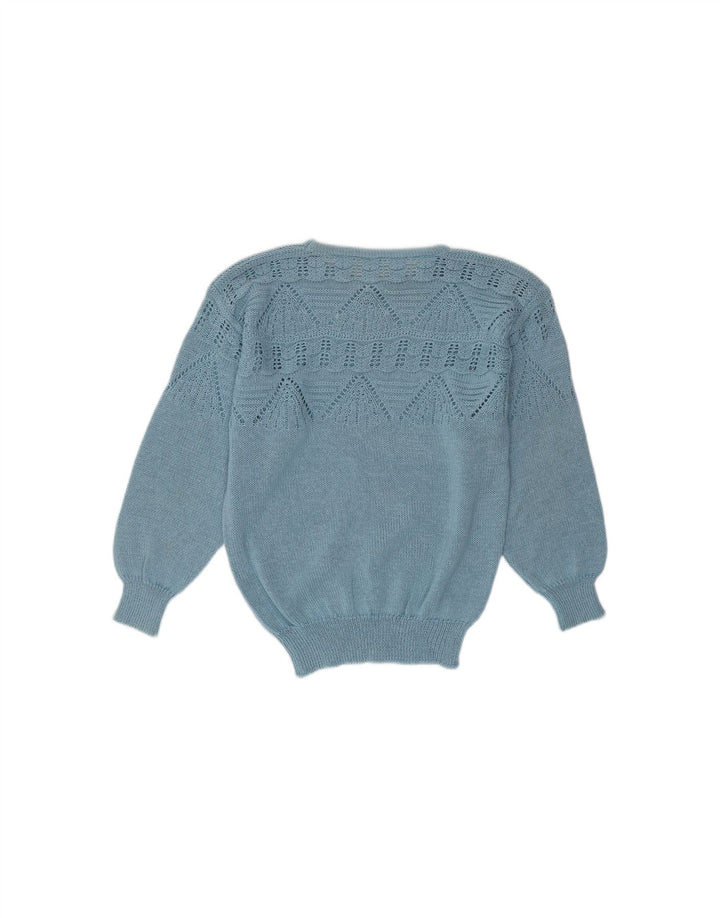VINTAGE Womens Crew Neck Jumper Sweater UK 12 Medium Blue