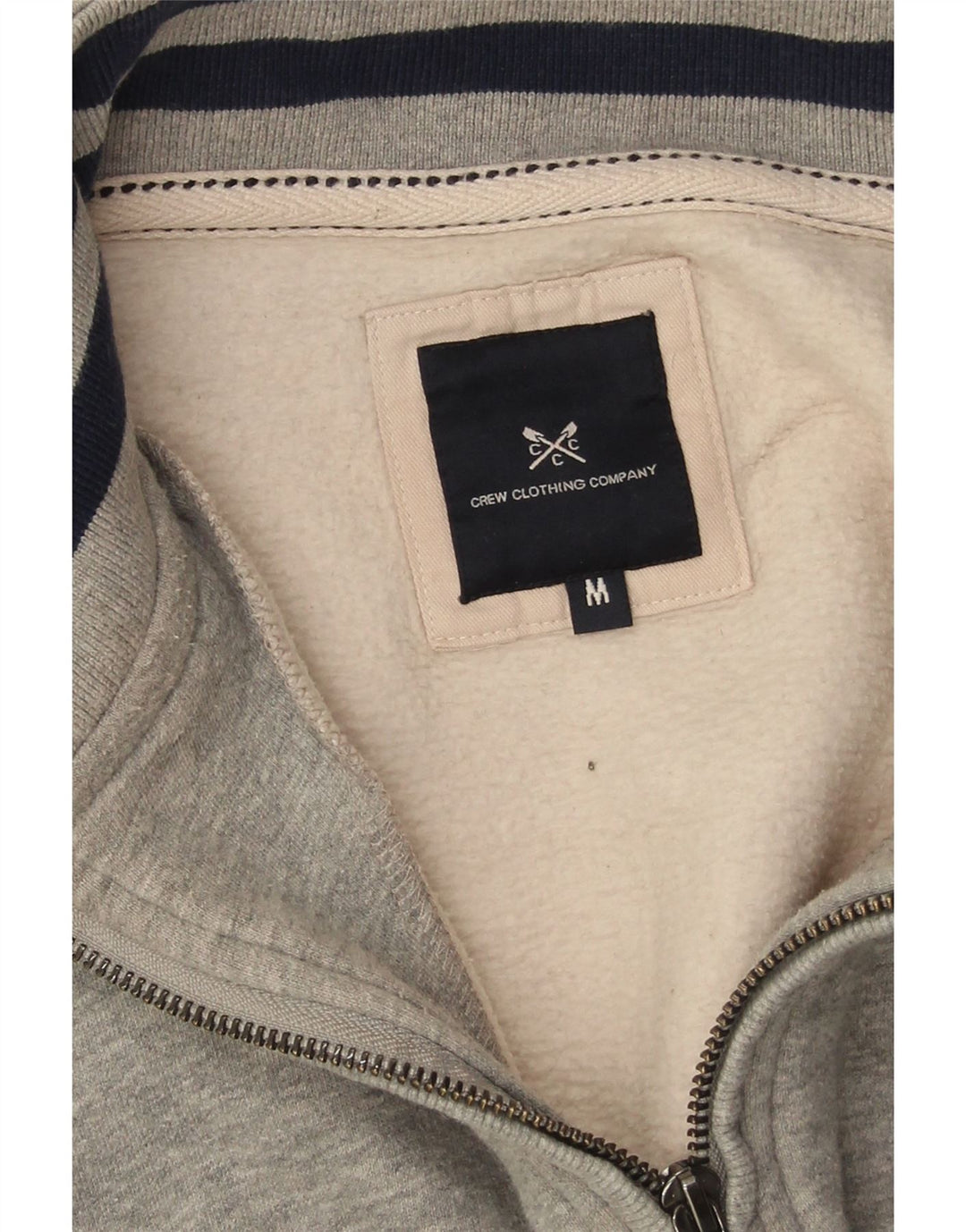 Crew Clothing Hanorac pentru bărbați cu fermoar și gât Jumper Bumbac mediu gri