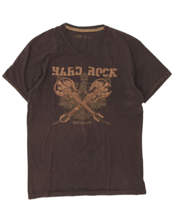 Tricou cu grafică Hollywood Hard Rock Cafe pentru bărbați Top, bumbac, gri mediu