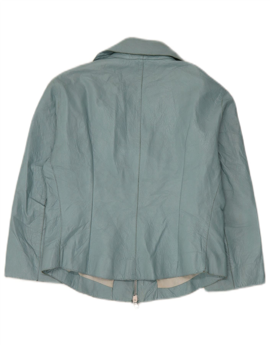 Jachetă Bolero din piele vintage pentru femei cu mâneci 3/4 IT 42 din piele albastră medie