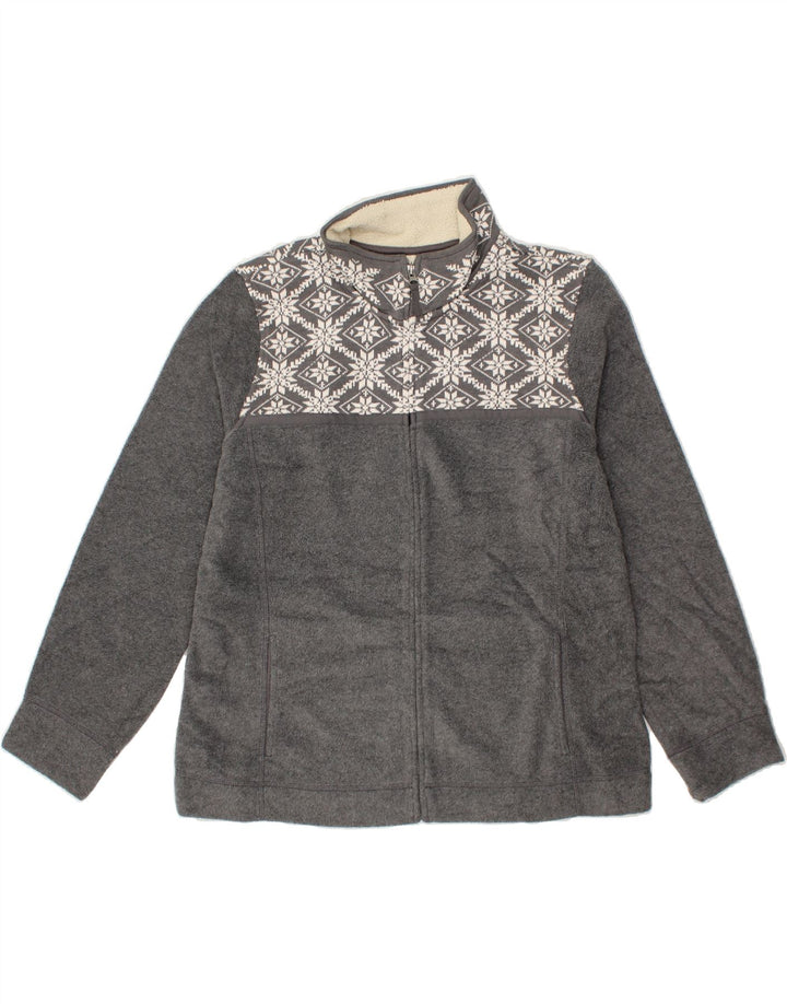L.L.BEAN Womens Fleece Jacket UK 18 XL Grey Fair Isle Polyester Vintage L.L.Bean and Second-Hand L.L.Bean from Messina Hembry 