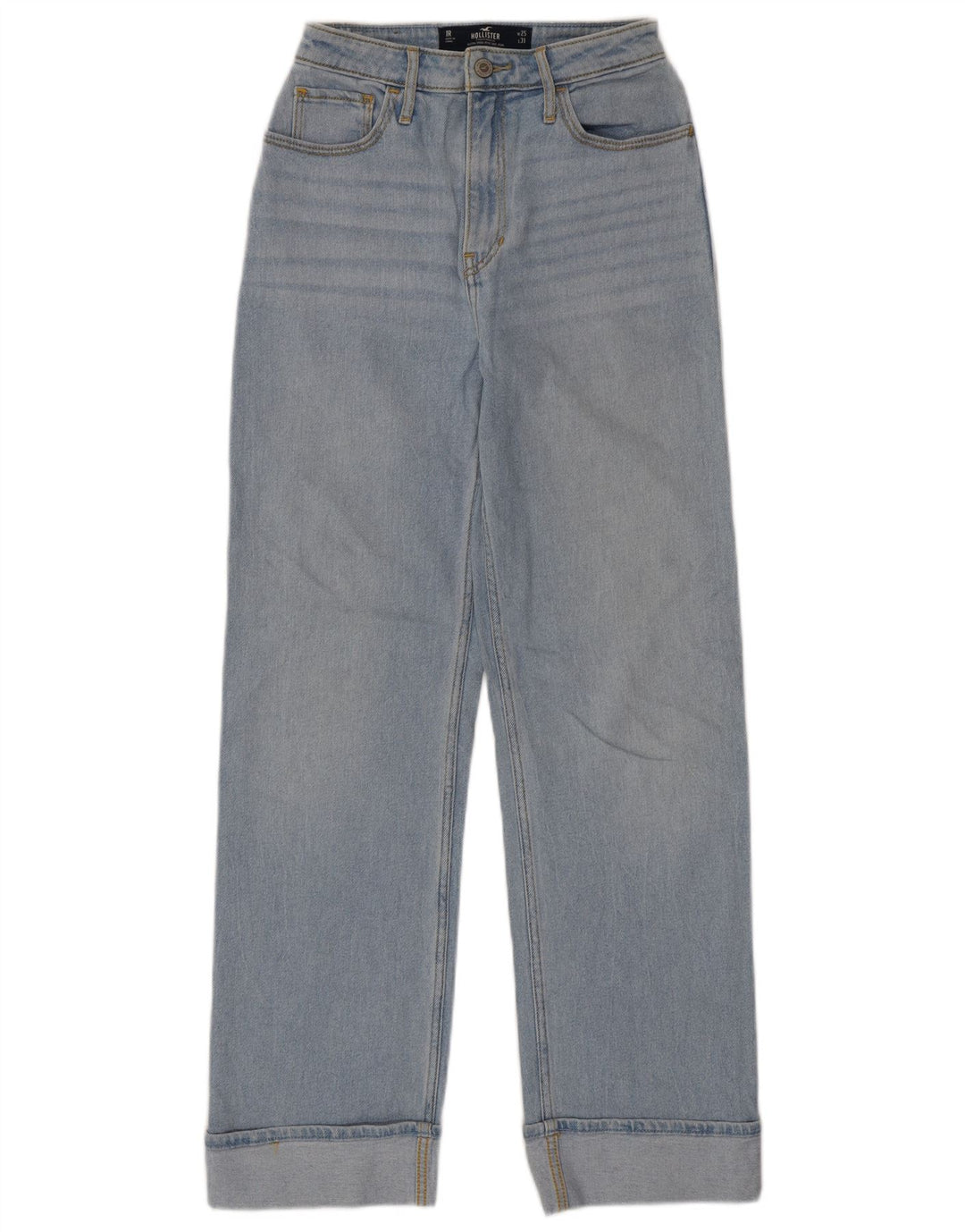 Blugi drepti pentru femei HOLLISTER cu talie mare W25 L31 bumbac albastru