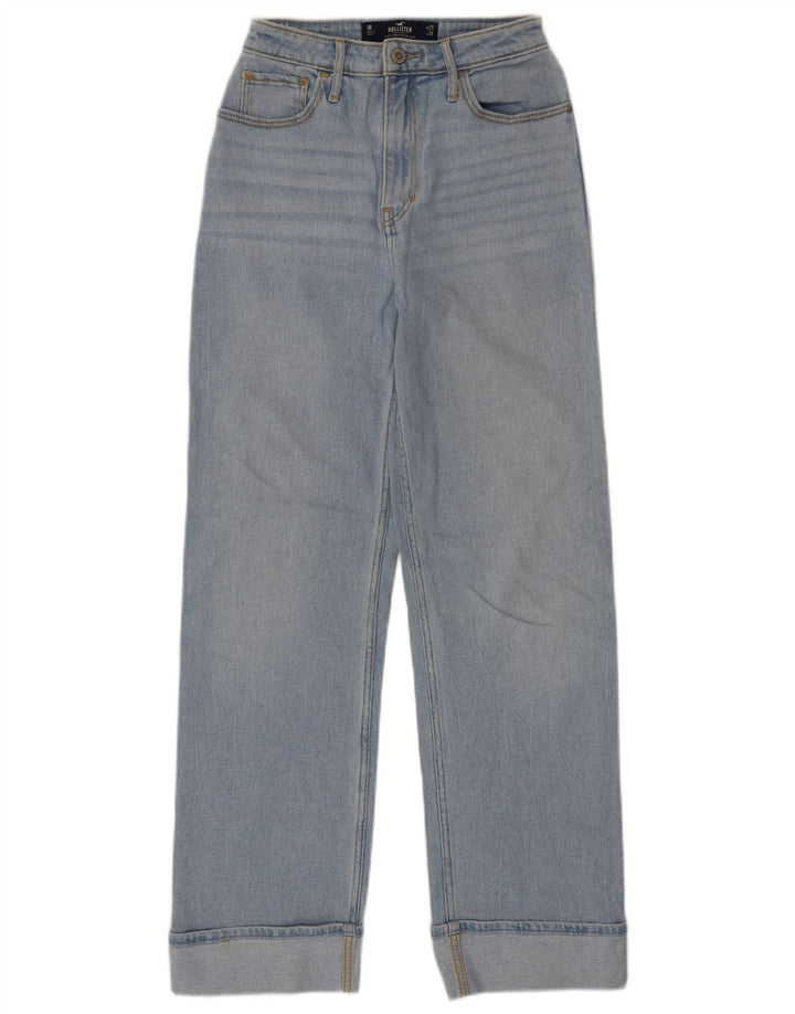 Blugi drepti pentru femei HOLLISTER cu talie mare W25 L31 bumbac albastru