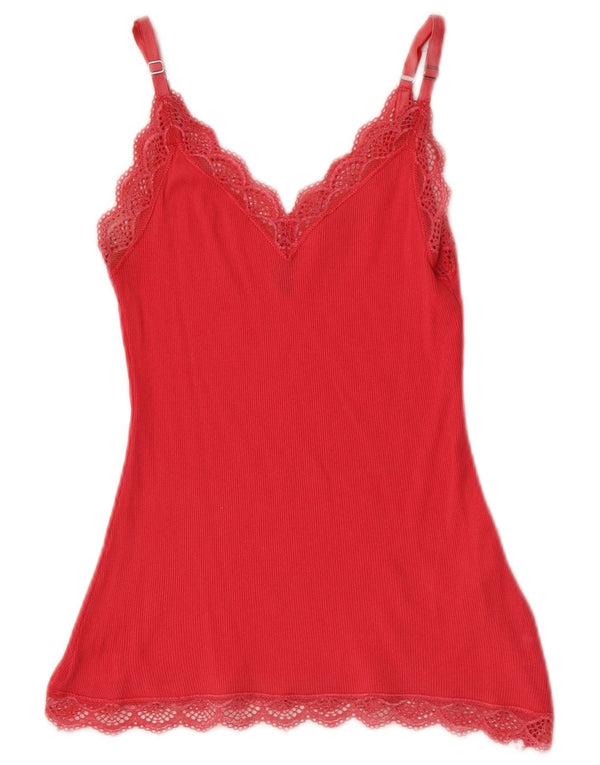 Benetton Womens Cami Top UK 8 Small Pink Bumbac
