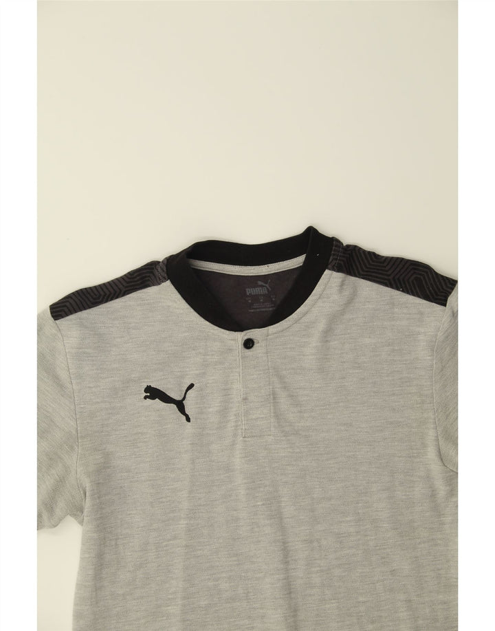 PUMA Mens T-Shirt Top Medium Grey Colourblock Cotton Vintage Puma and Second-Hand Puma from Messina Hembry 