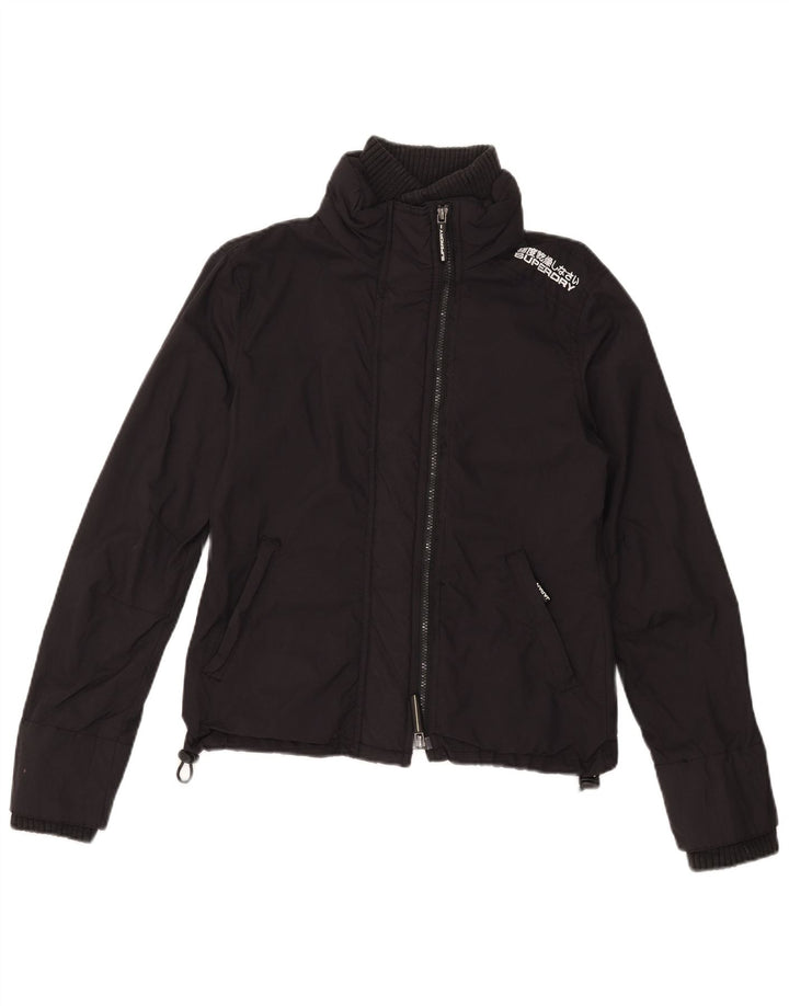Jachetă de ploaie grafică Superdry pentru femei UK 12 Medium Black Nylon