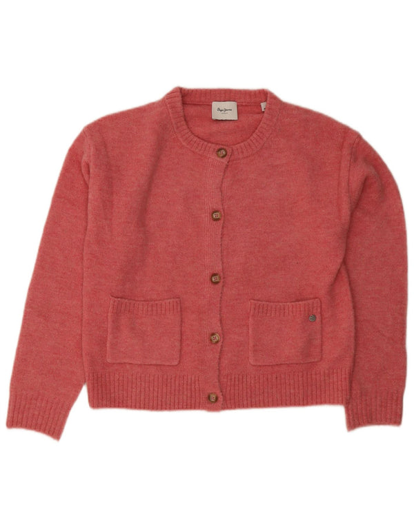 Pulover cardigan crop pentru femei PEPE Jeans UK 14 Roz mediu