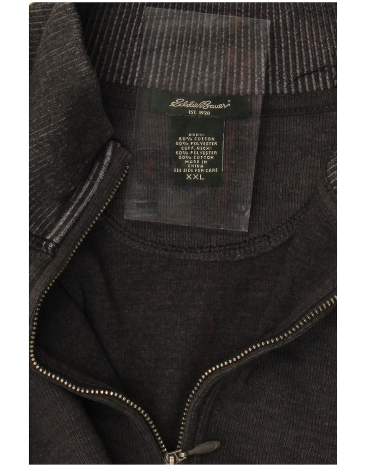 EDDIE BAUER Pulover pentru femei cu fermoar și gât, UK 20 2XL, bumbac gri