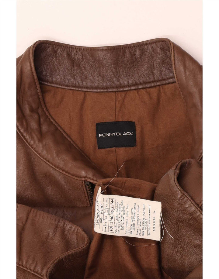 Jachetă de piele pentru femei Penny Black UK 12, maro mediu, piele de miel