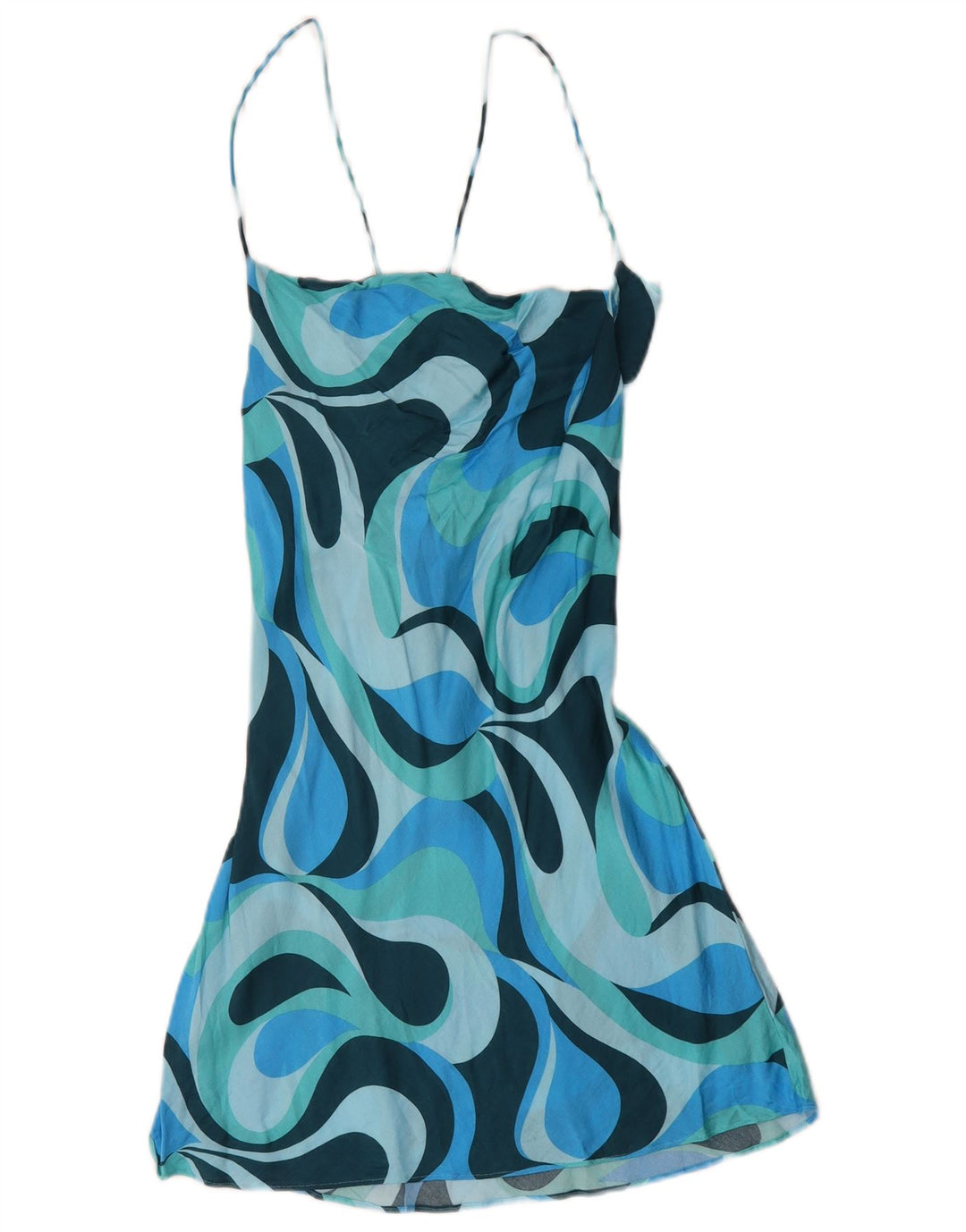 Rochie de soare cu model abstract pentru femei Zara UK 14, mare, albastru, viscoză