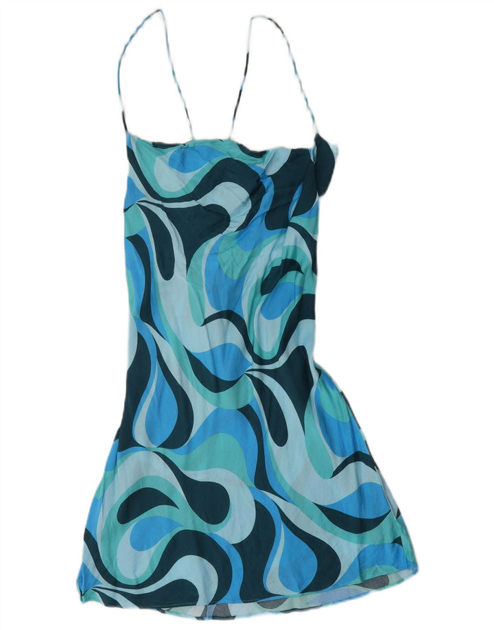 Rochie de soare cu model abstract pentru femei Zara UK 14, mare, albastru, viscoză