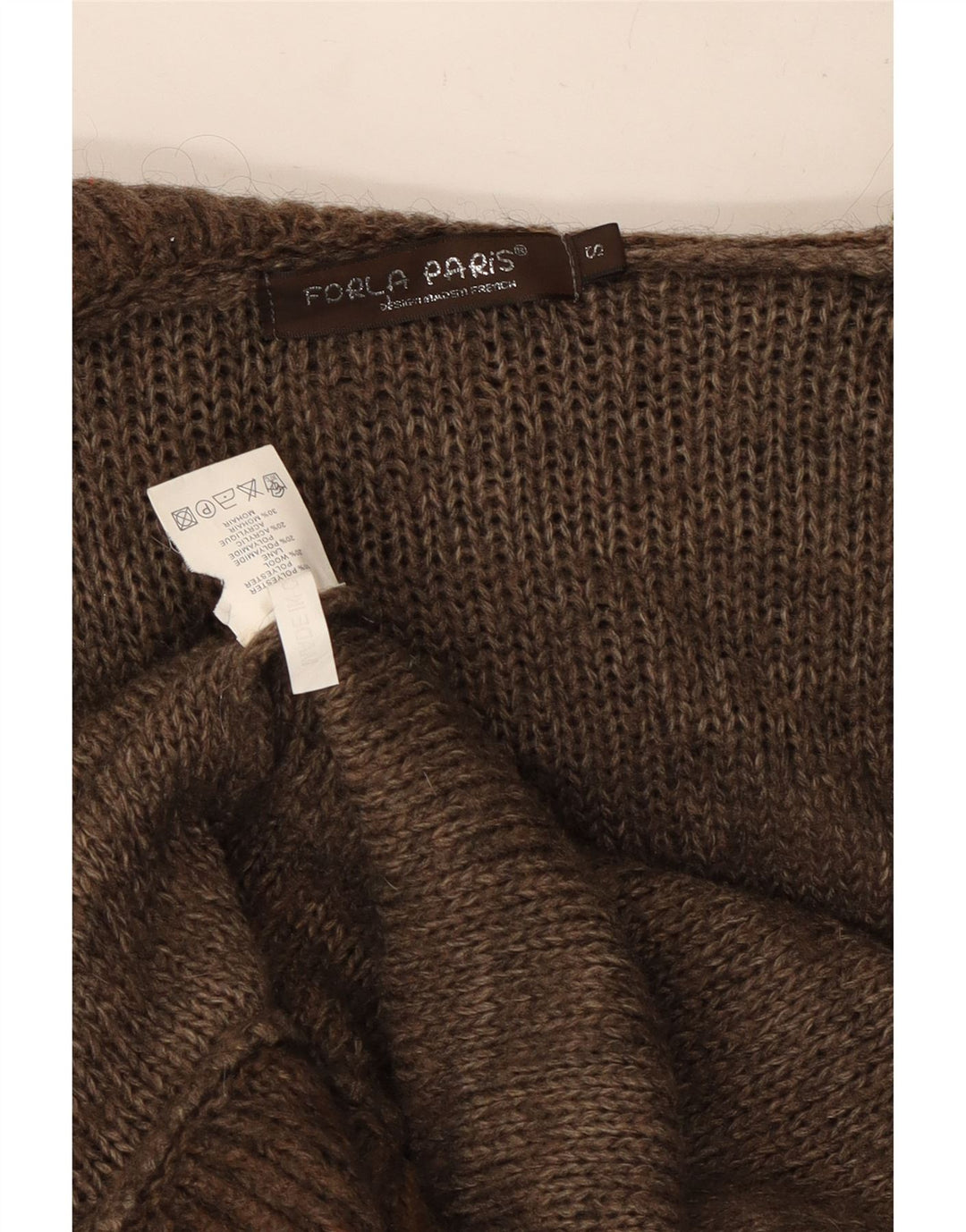 Pulover cardigan cu volane în față pentru femei Forla Paris UK 10 mic maro