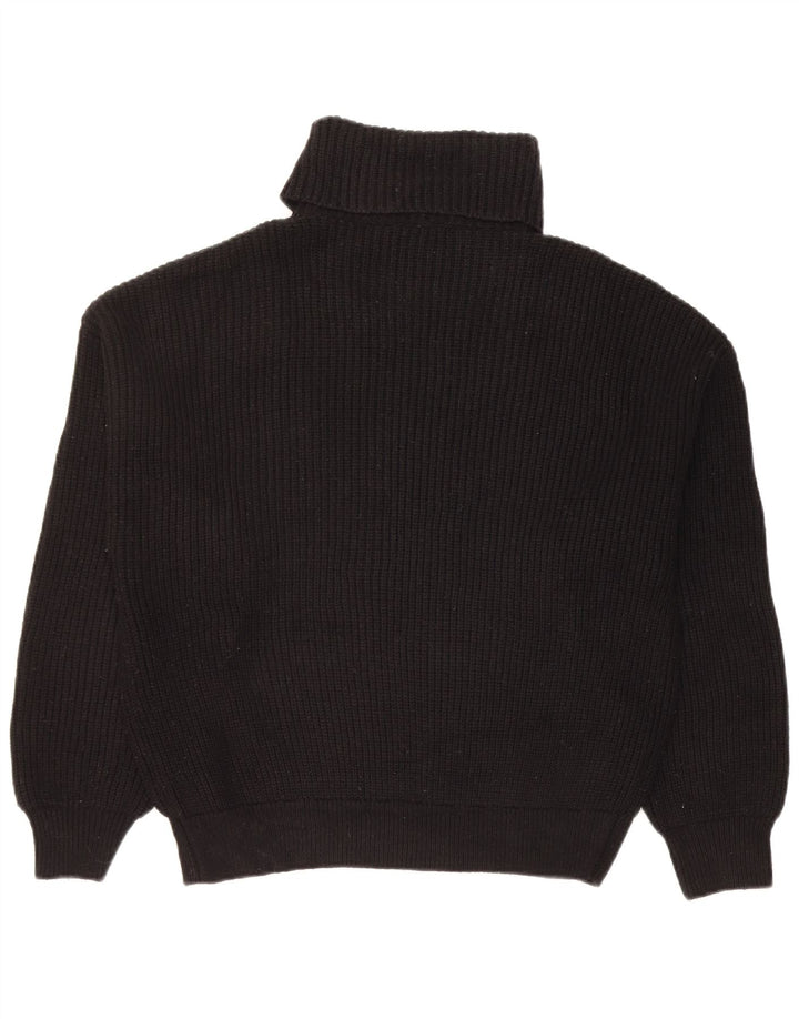 Pulover cu gât rulat Zara pentru femei UK 14 Medium Black Viscose