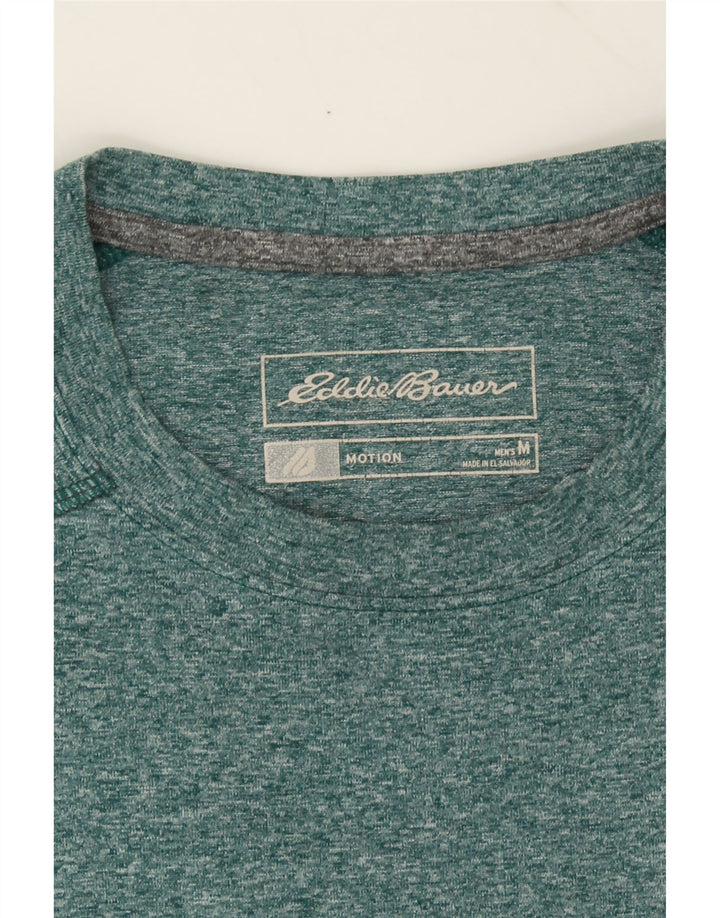EDDIE BAUER Mens T-Shirt Top Medium Green Flecked Polyester Vintage Eddie Bauer and Second-Hand Eddie Bauer from Messina Hembry 