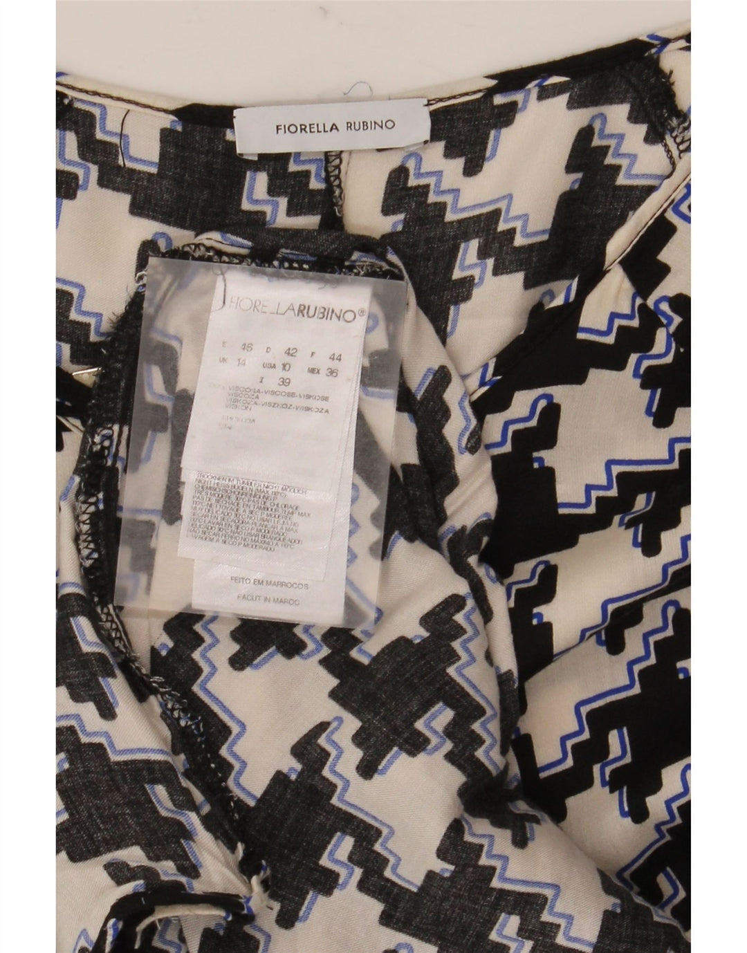 Bluză pentru femei Fiorella Rubino Top UK 14 Medium Black Houndstooth Viscose