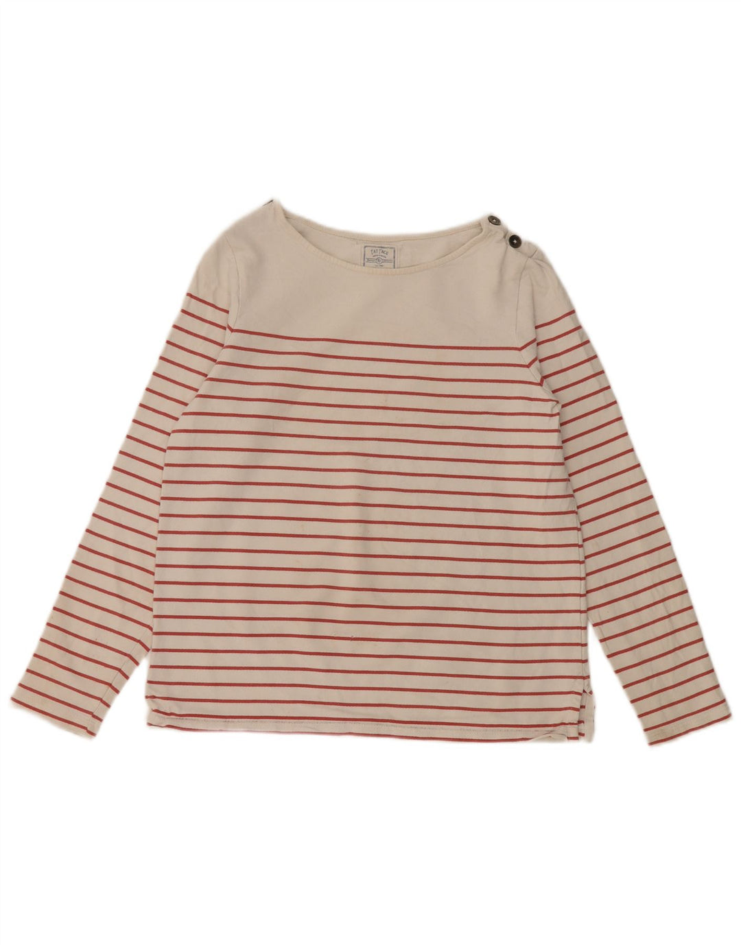 FAT FACE Top pentru femei cu mânecă lungă UK 8 mic bumbac cu dungi alb