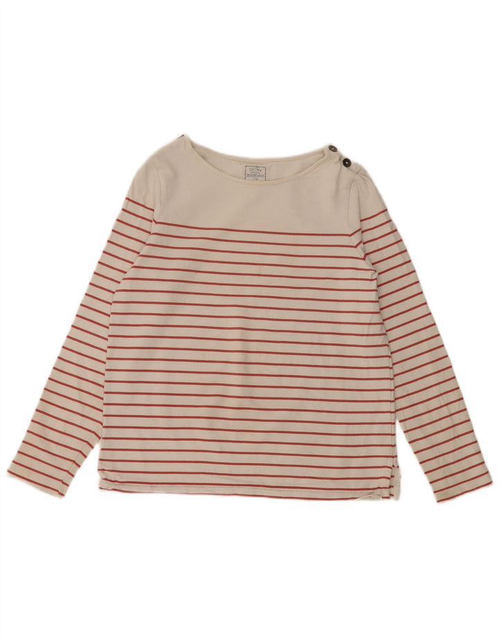 FAT FACE Top pentru femei cu mânecă lungă UK 8 mic bumbac cu dungi alb