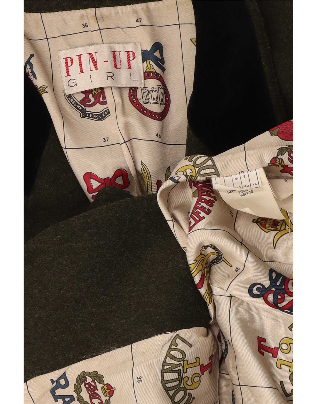 Blazer vintage pentru femei cu 1 nasture, UK 14, mare, kaki, color block