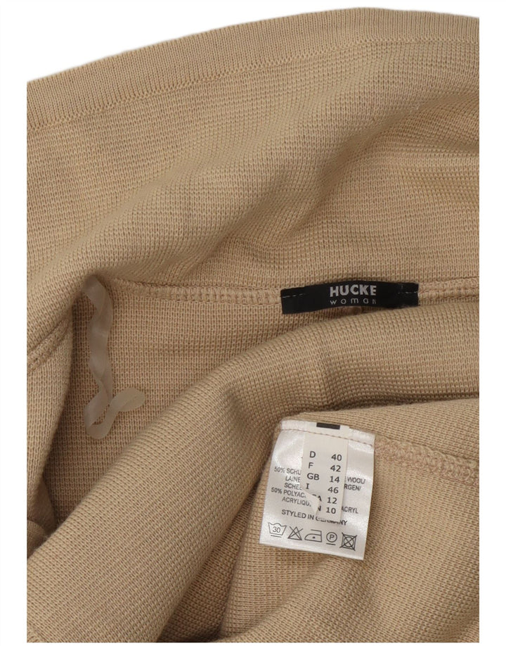 Jachetă pentru femei Hucke, tricot cu 2 nasturi, UK 14, lână mare, bej