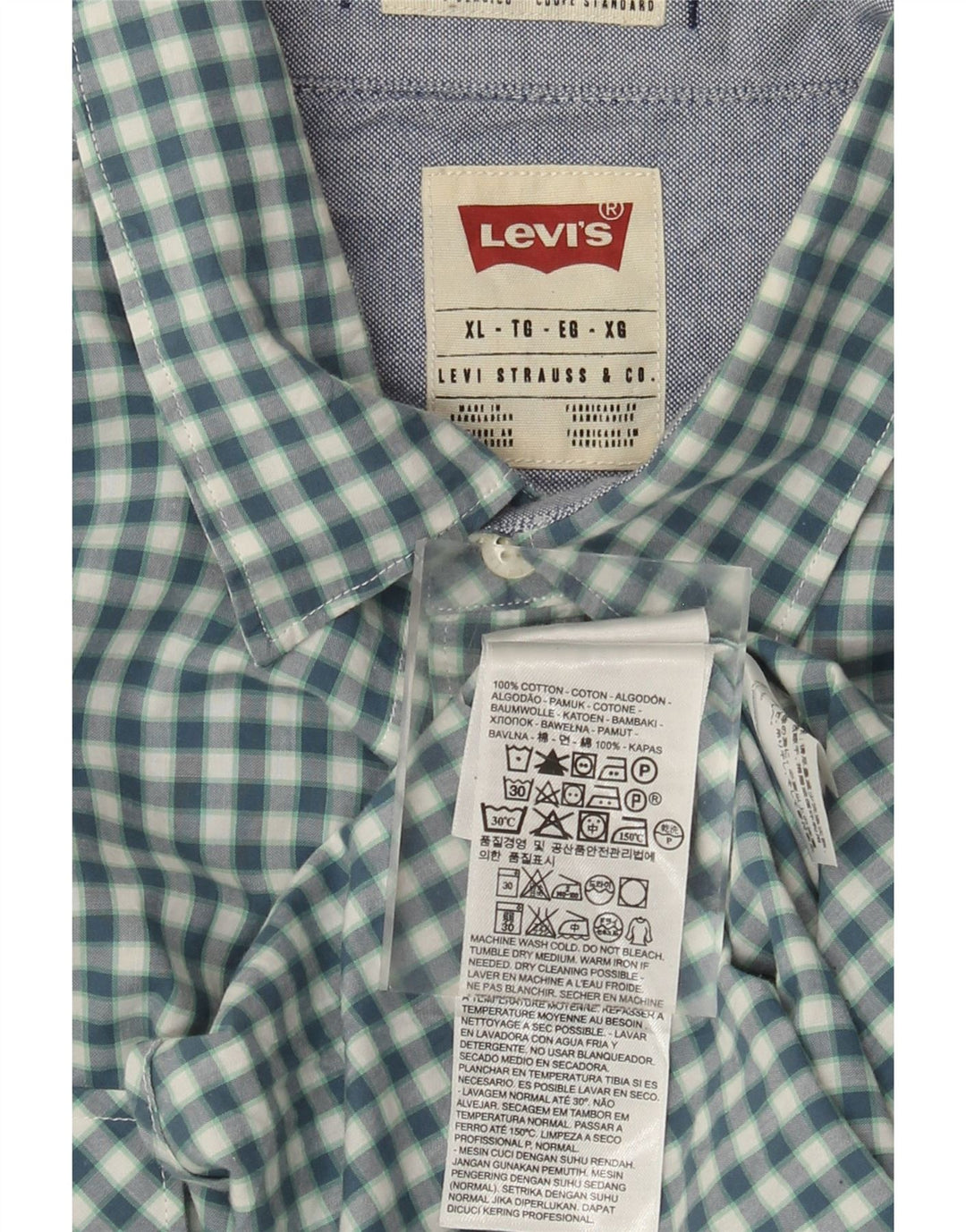 Cămașă Levi's Standard Fit pentru bărbați, XL, bumbac vichy albastru