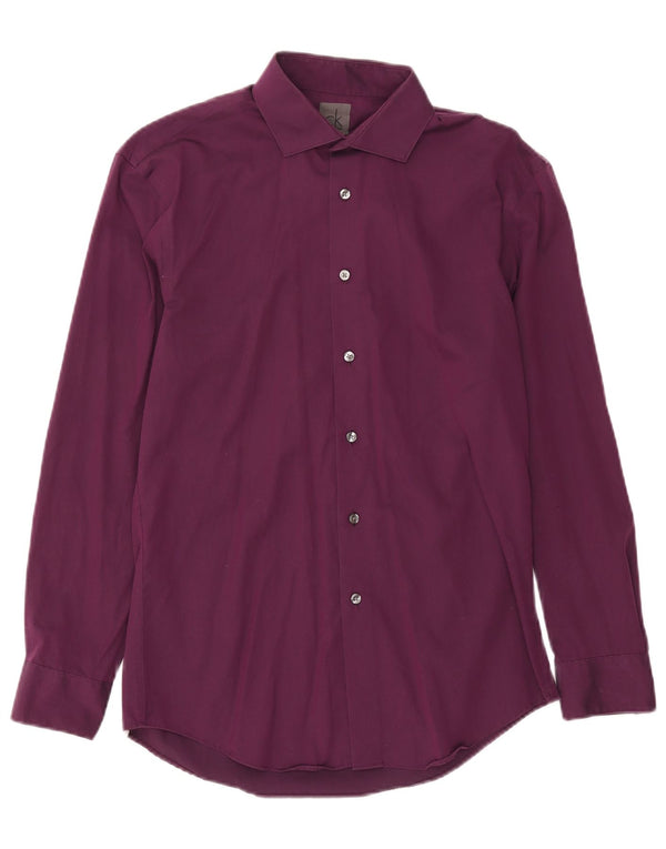 Calvin Klein Mens Slim Fit Shirt Size 15 1/2 Medium Purple Cotton