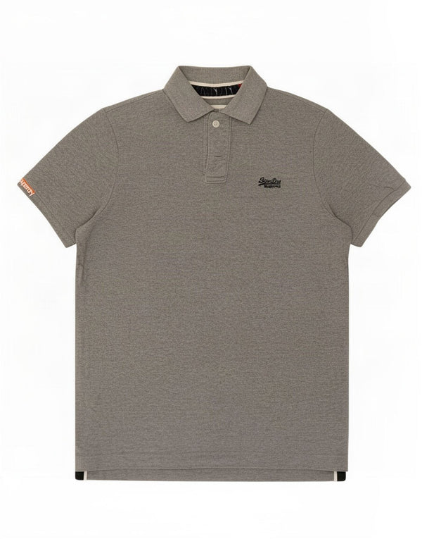 Tricou polo pentru bărbați Superdry, mare, gri, bumbac cu pete