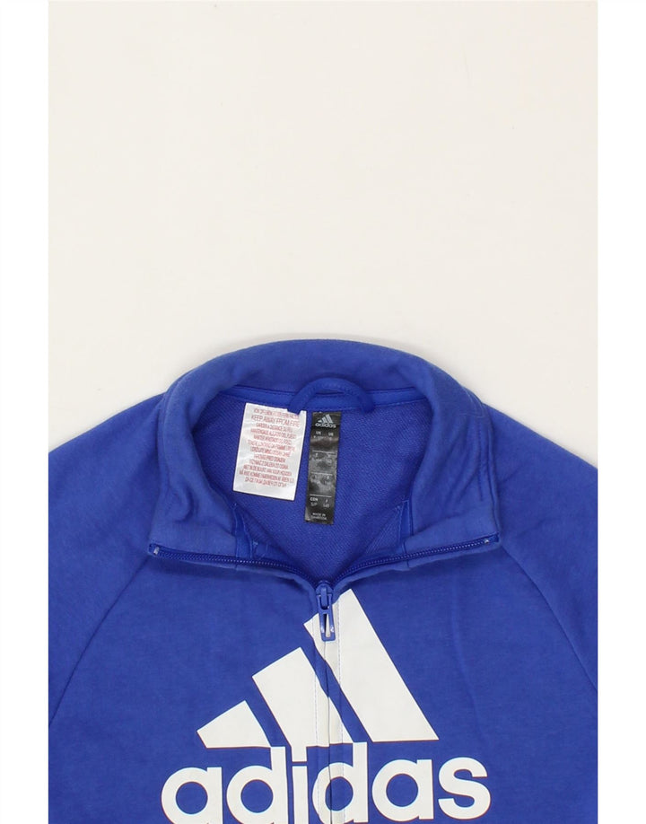 ADIDAS Boys Graphic Tracksuit Top Jacket 9-10 Years Blue Colourblock Vintage Adidas and Second-Hand Adidas from Messina Hembry 