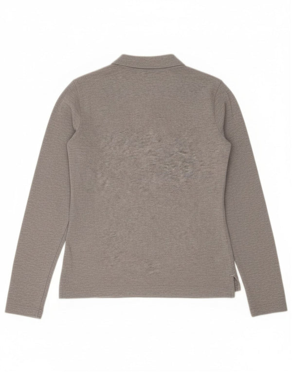 Tricou polo Tommy Hilfiger pentru femei, cu mânecă lungă, slim, UK 12, gri mediu