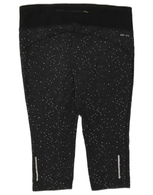 Leggings capri Nike Dri Fit pentru femei UK 16 Poliester geometric negru mare