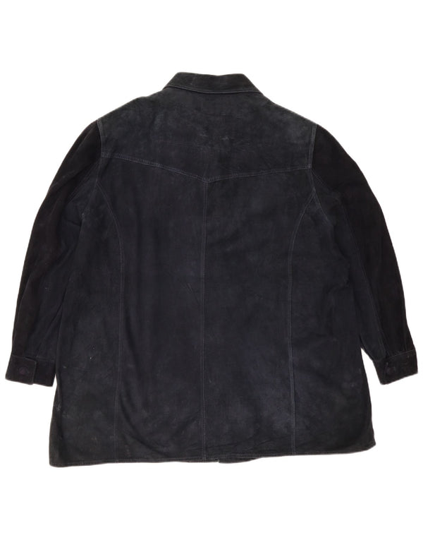 Jachetă vintage pentru femei de piele intoarsa UK 18 XL bleumarin