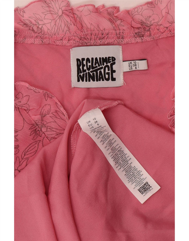 Rochie A-Line Fără mâneci de epocă pentru femei UK 10 Mic roz Floral Poliester