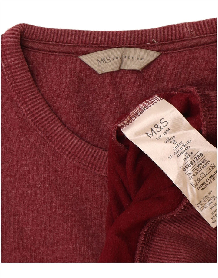 Pulover pentru bărbați Marks & Spencer, bumbac mediu burgundy